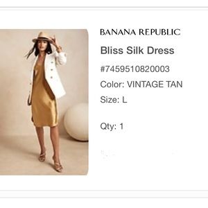 Gold colored silk dress from Banana Republic NWTG